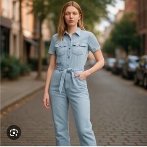 Light Blue Denim Jumpsuit By Avec Les Filles Suze 27"waist